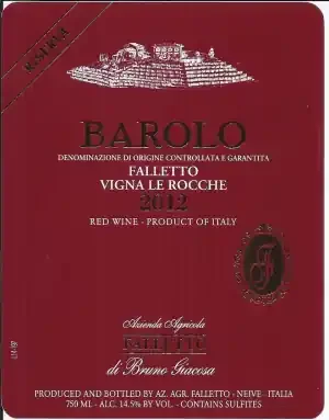 2016 B Giacosa Barolo Rocche Fa Reserve