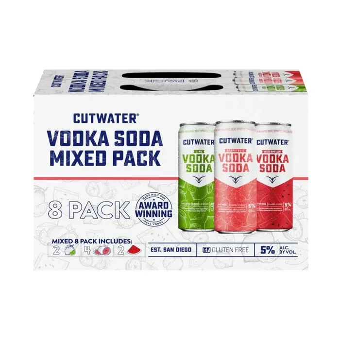 Cutwater – Vodka Soda Mixed Ready to Drink Variety Pack (8 Pack)
