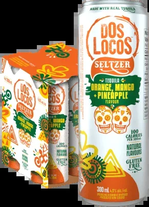 DOS LOCOS ORANGE MANGO PINEAPPLE SELTZER 4 CANS