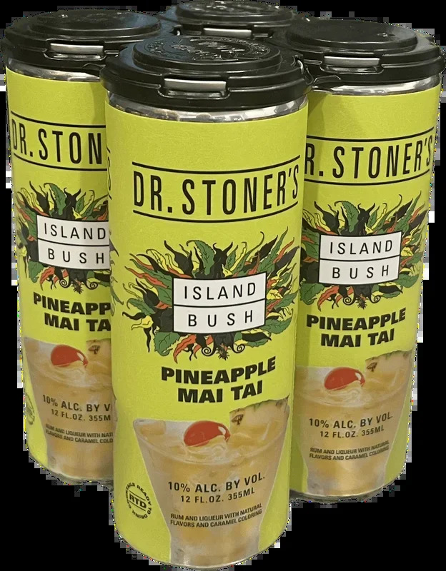 Dr. Stoner’s Island Bush Herb Rum Pineapple Mai Tai, 4 X 12 Oz