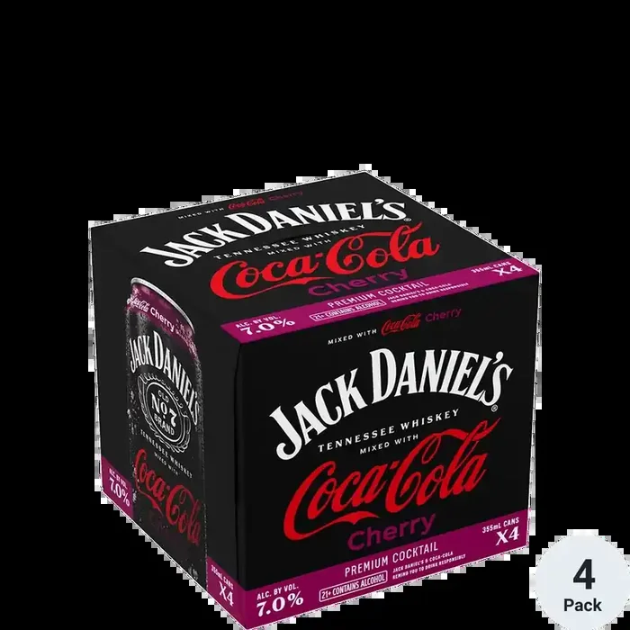 Jack Daniel‘s Coca Cola Cherry Premium Cocktail 12oz 4pack Cans