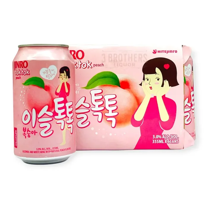 Jinro Cocktail Tok Tok Peach 12oz 6 Pack Cans