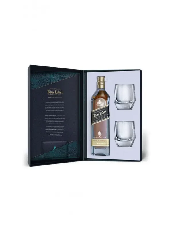 Johnnie Walker Blue Label Gift Set With 2 Crystal Glasses 750ml