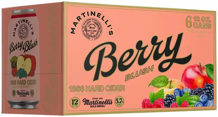 Martinelli‘s 1868 Hard Cider Berry Blush 12oz 6 Pack Cans