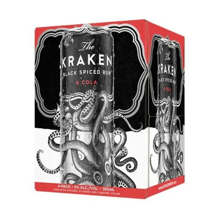 The Kraken – Black Spiced Rum and Cola Ready to Serve Cocktail (4 Pack)