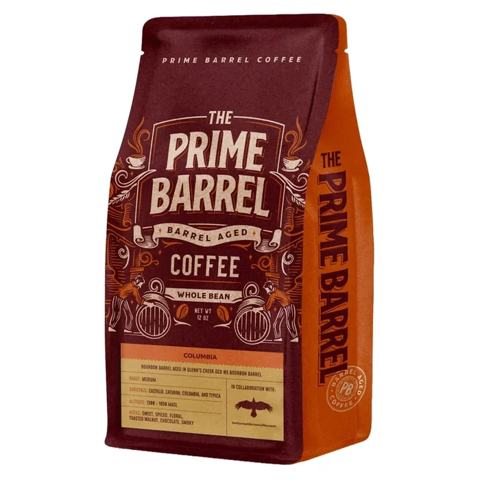The Prime Barrel x Kentucky Old Crow Coffee Company Columbian Barrel Aged Whole Bean Coffee