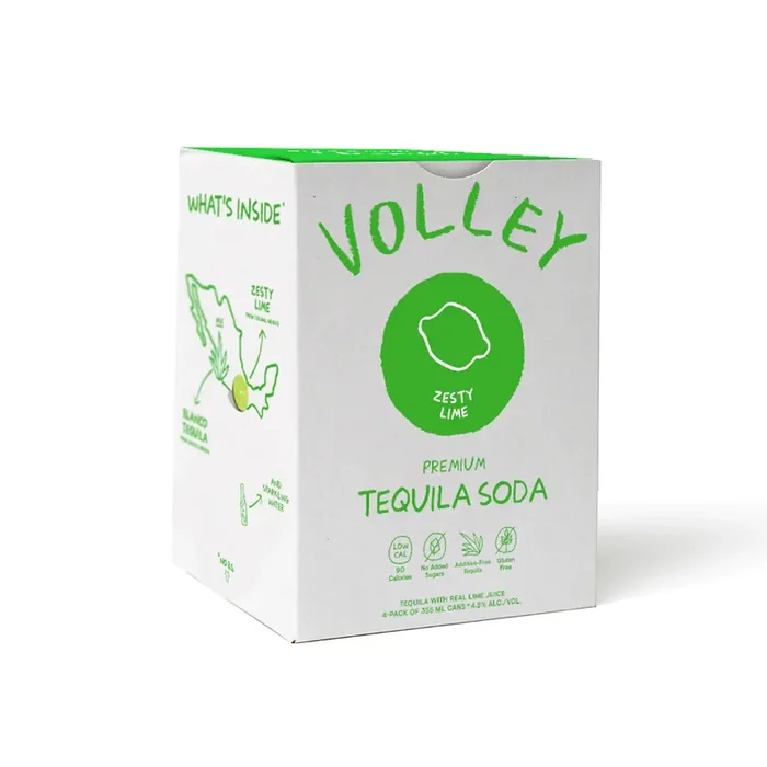 Volley Premium Tequila Soda Zesty Lime 12oz 4pack Cans