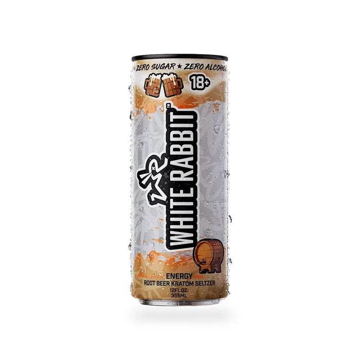 White Rabbit Root Beer Kratom Seltzer 12oz Can
